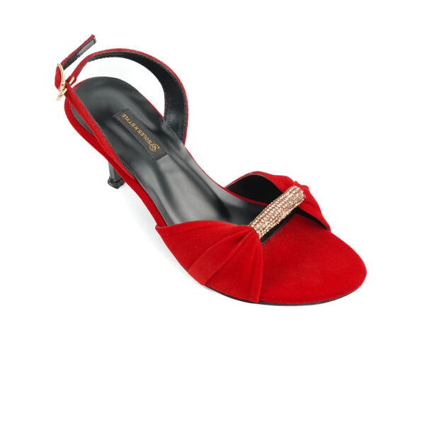 Elegant Red Velvet Heels with Glamorous Bow
