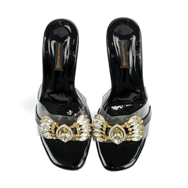 Black Heels with Crystal and Gold Glam - Image 4