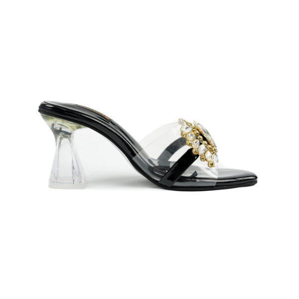 Black Heels with Crystal and Gold Glam - Image 2