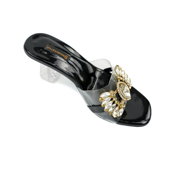 Black Heels with Crystal and Gold Glam