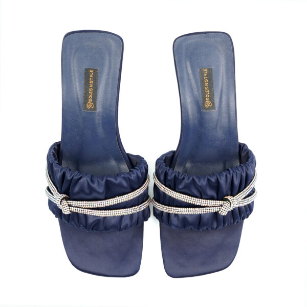 Elegant Navy Blue Mules with Crystal Accents