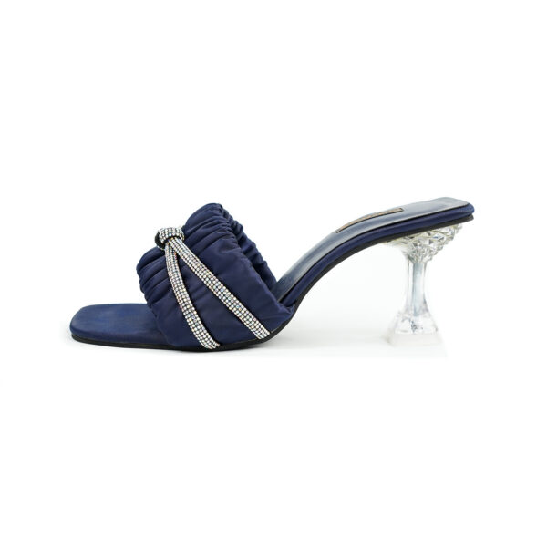 Elegant Navy Blue Mules with Crystal Accents - Image 3