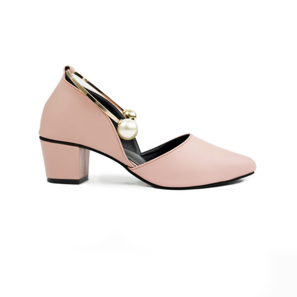 Luxurious Pink Heels with Pearl and Gold Details - Image 2