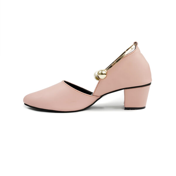 Luxurious Pink Heels with Pearl and Gold Details - Image 3