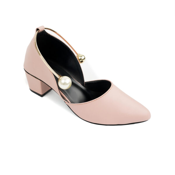 Luxurious Pink Heels with Pearl and Gold Details