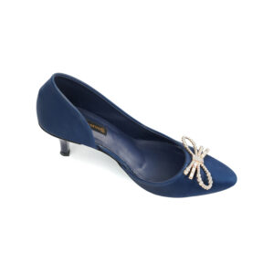 navy blue satin pumps with rhinestone bow dsc01648
