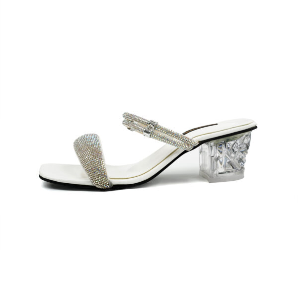 Sleek White Mules with Square Toe heel - Image 3
