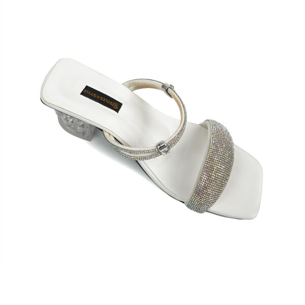 Sleek White Mules with Square Toe heel