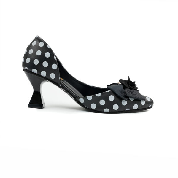 sophisticated Polka Dot Kitten Heel Pumps - Image 2