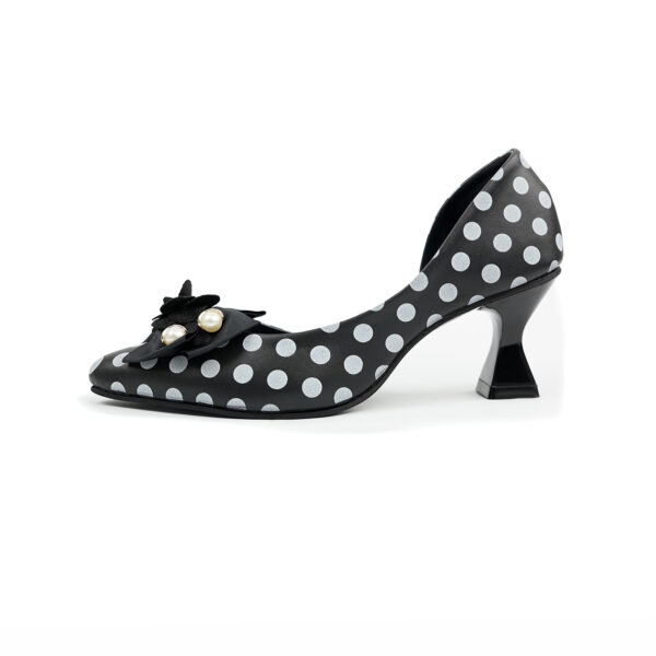 sophisticated Polka Dot Kitten Heel Pumps - Image 3