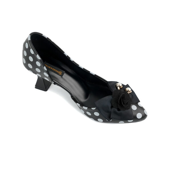 sophisticated Polka Dot Kitten Heel Pumps