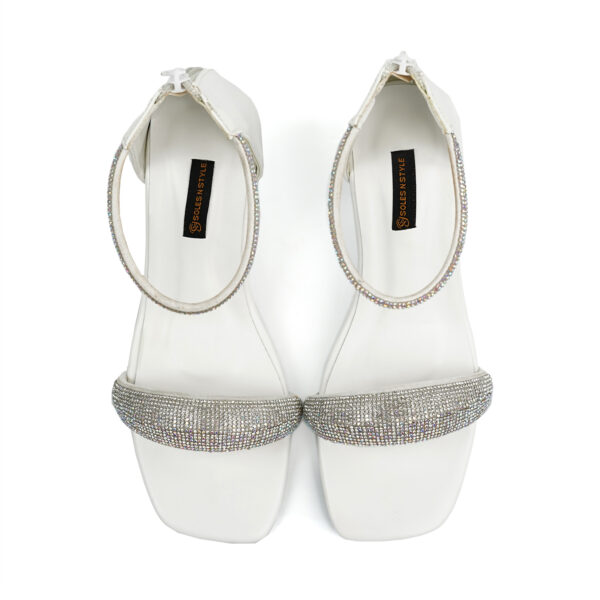 White Glitter-Embellished Strappy heels - Image 4